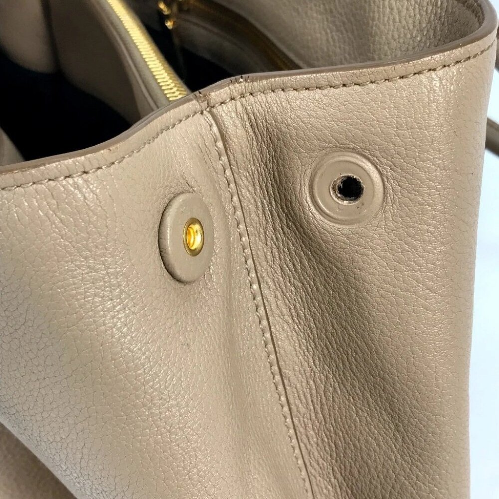 PRADA 1BA058 logo 2WAY Hand Bag Leather Beige - Picture 5 of 16